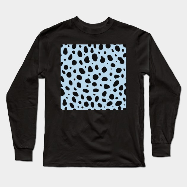 Light Blue and Black Cheetah Print Animal Print Long Sleeve T-Shirt by YourGoods